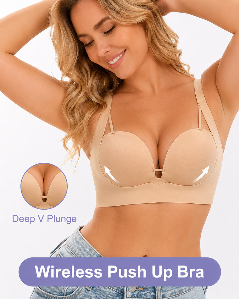Women's Wire-free Padded Push-up Seamless T-shirt Bra