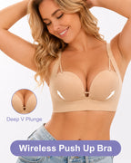 Women's Wire-free Padded Push-up Seamless T-shirt Bra