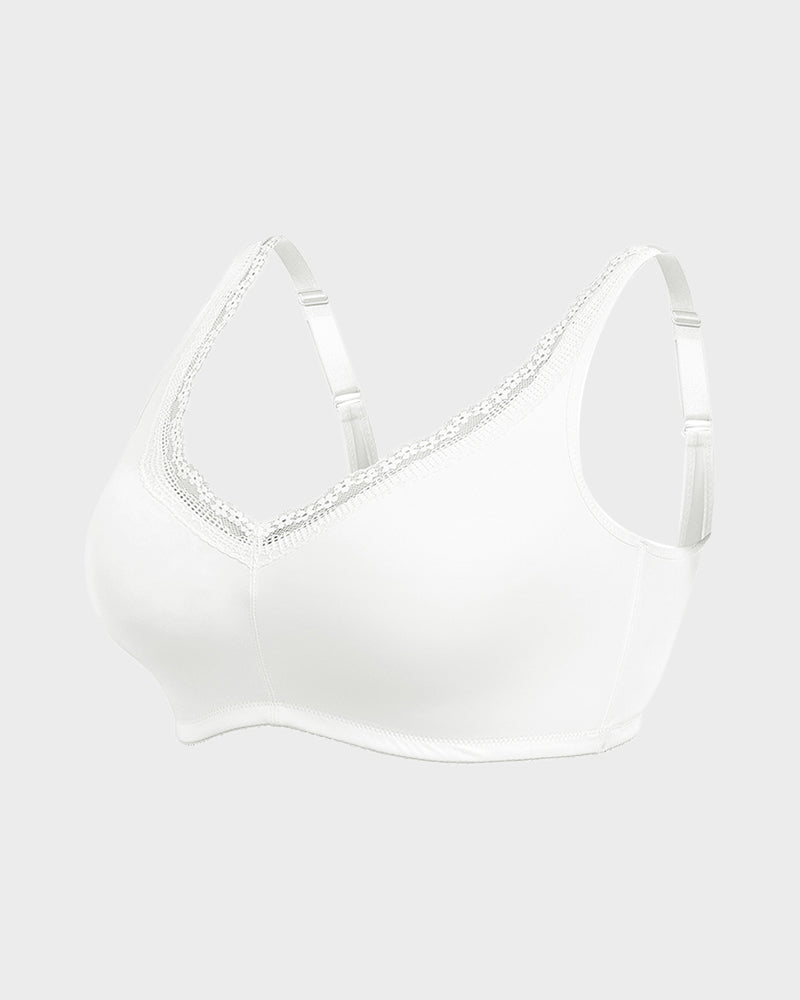 Floralshe®Full Coverage Lace Trim Minimizer Bra