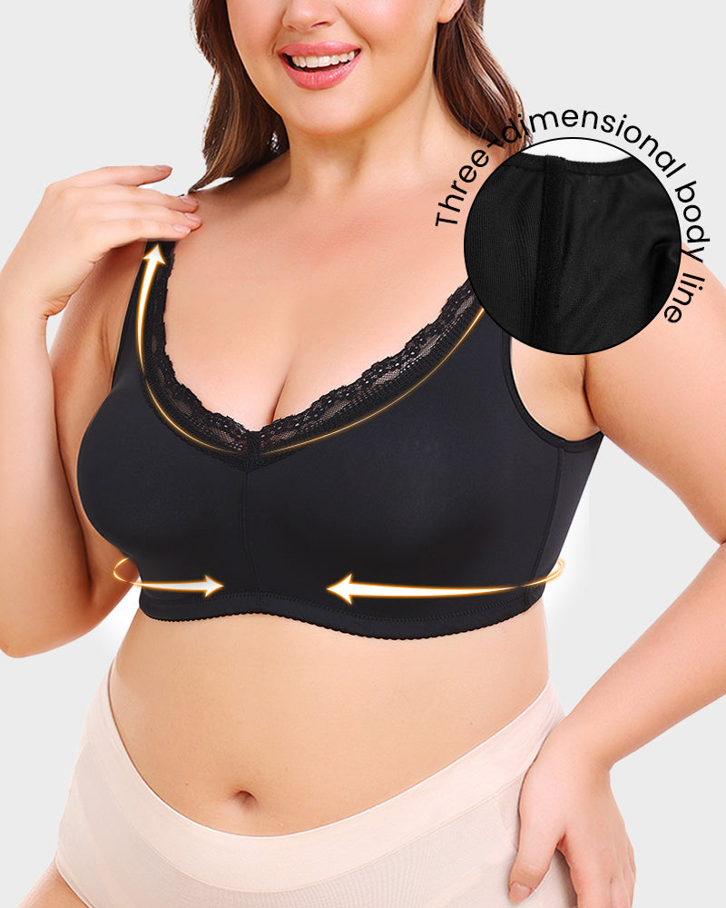 Floralshe®Full Coverage Lace Trim Minimizer Bra