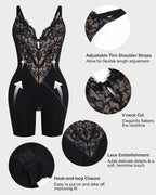 Women's V Neck Lace Stretch Seamless Bodysuit Shapewear