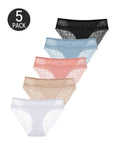 5-Pack Sexy Seamless Ice Silk Lace Patchwork Breathable Panties
