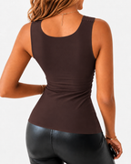 High Strechy Seamless U Neck Built-in Bra Tank Tops