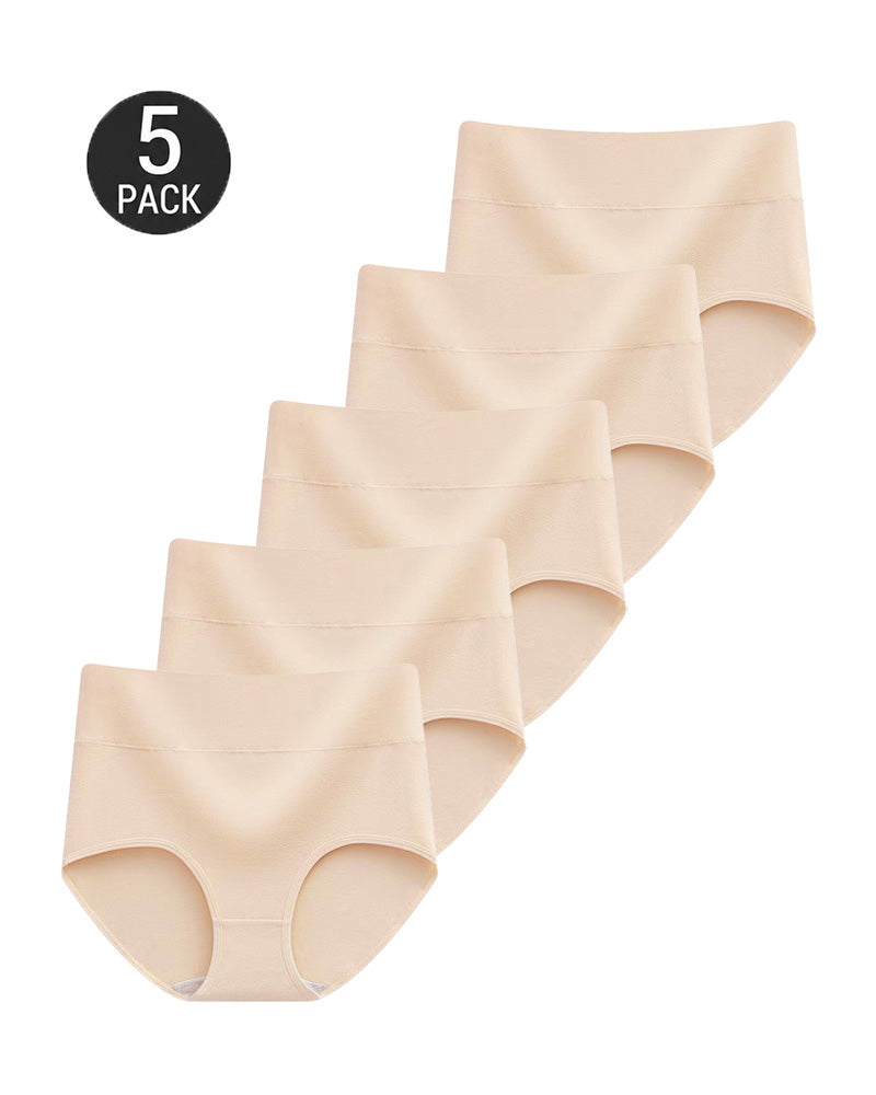 5-Pack High Waist Pure Cotton Breathable Comfortable Panties