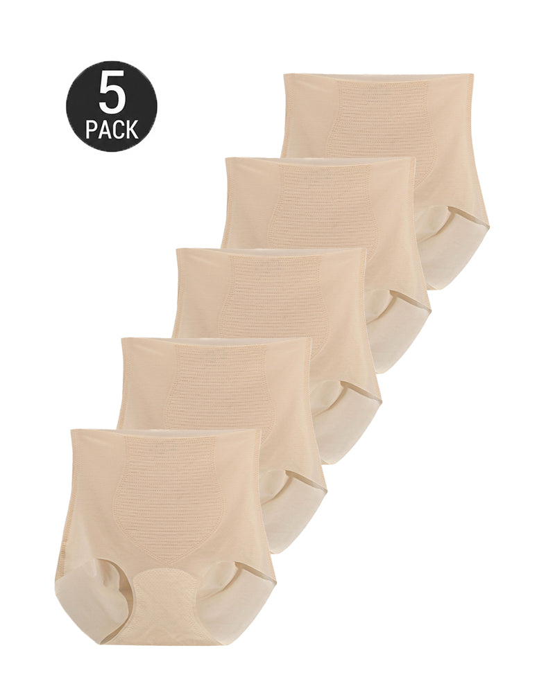 5-Pack Ultra Thin Seamless Ice Silk High Waist Tummy Control Panties