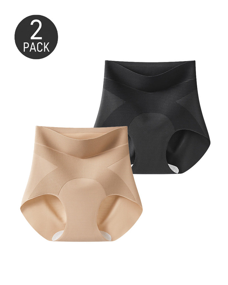 2-Pack High Waist Seamless Ice Silk Hip-Lifting Shaping Panties
