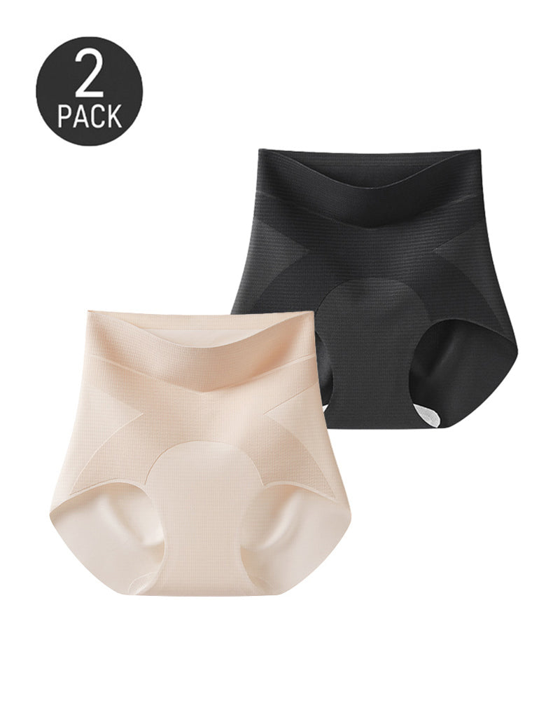 2-Pack High Waist Seamless Ice Silk Hip-Lifting Shaping Panties