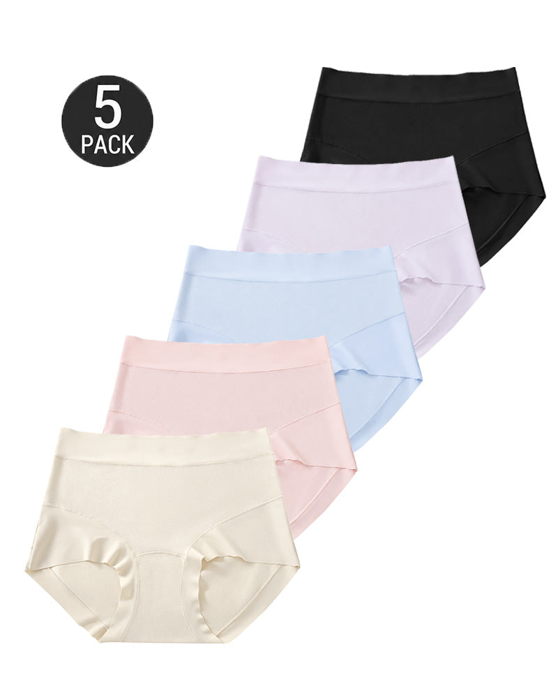5-Pack High Waist Pure Cotton Seamless Breathable Briefs