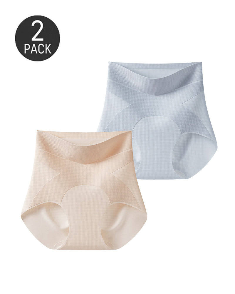 2-Pack High Waist Seamless Ice Silk Hip-Lifting Shaping Panties