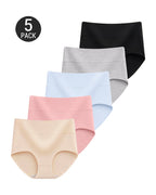 5-Pack High Waist Pure Cotton Breathable Comfortable Panties