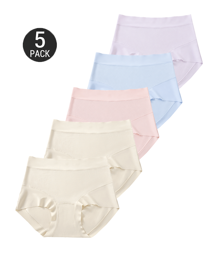 5-Pack High Waist Pure Cotton Seamless Breathable Briefs