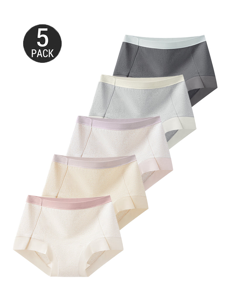 Multi-Pack Mid Waist Pure Cotton Antibacterial Breathable Briefs