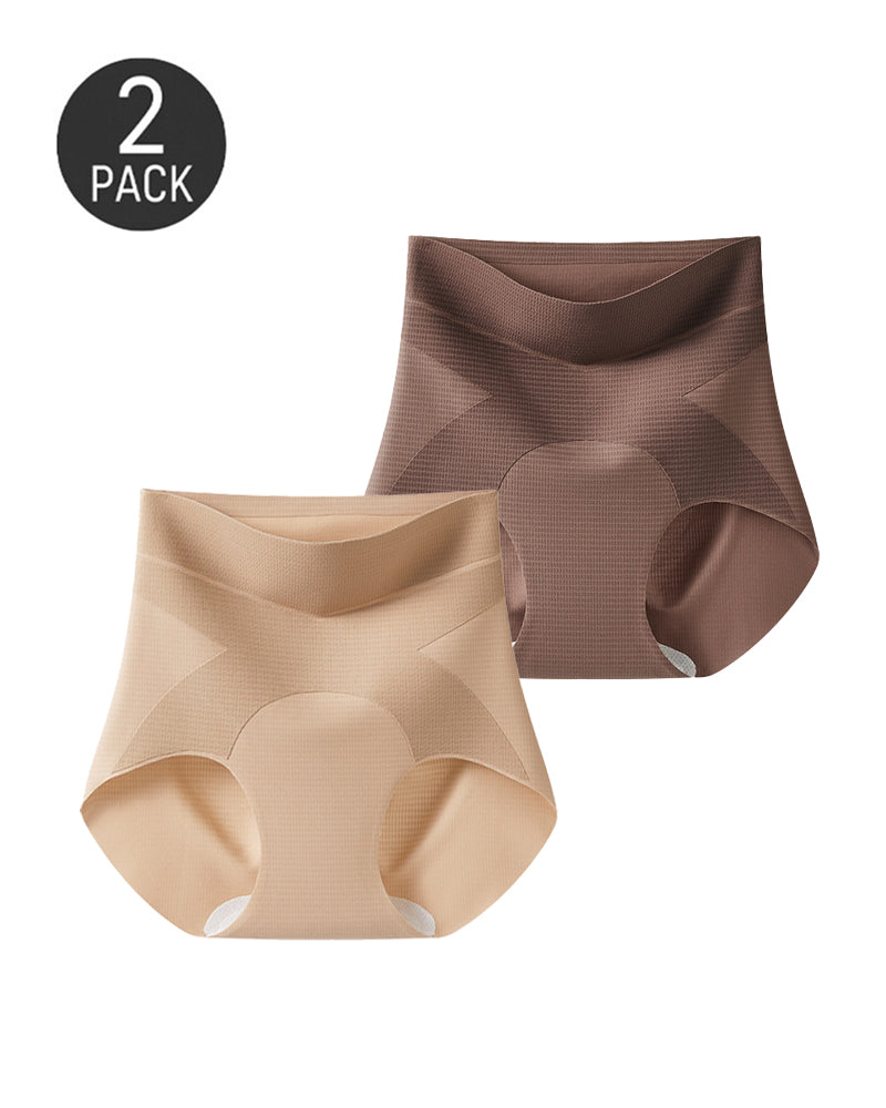 2-Pack High Waist Seamless Ice Silk Hip-Lifting Shaping Panties