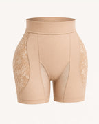 High Waist Lace Mesh Padded Hip Tummy Control Shaping Shorts