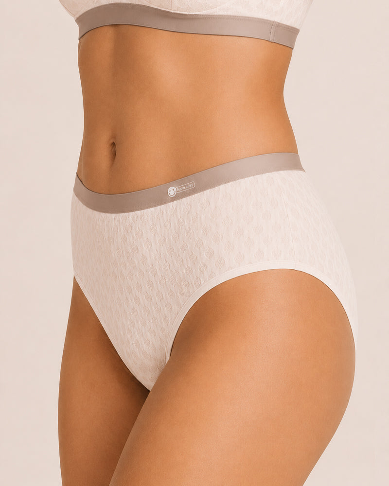 4-Pack Mid-waist Cotton Antibacterial Seamless Jacquard Breathable Briefs