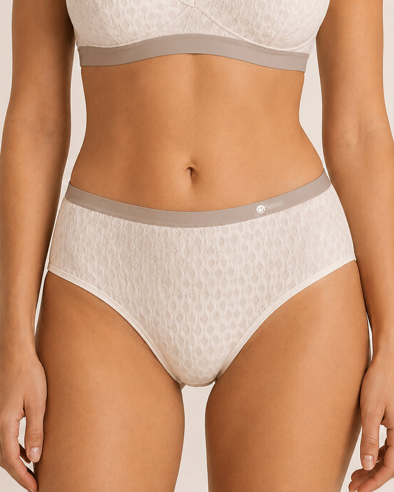 4-Pack Mid-waist Cotton Antibacterial Seamless Jacquard Breathable Briefs
