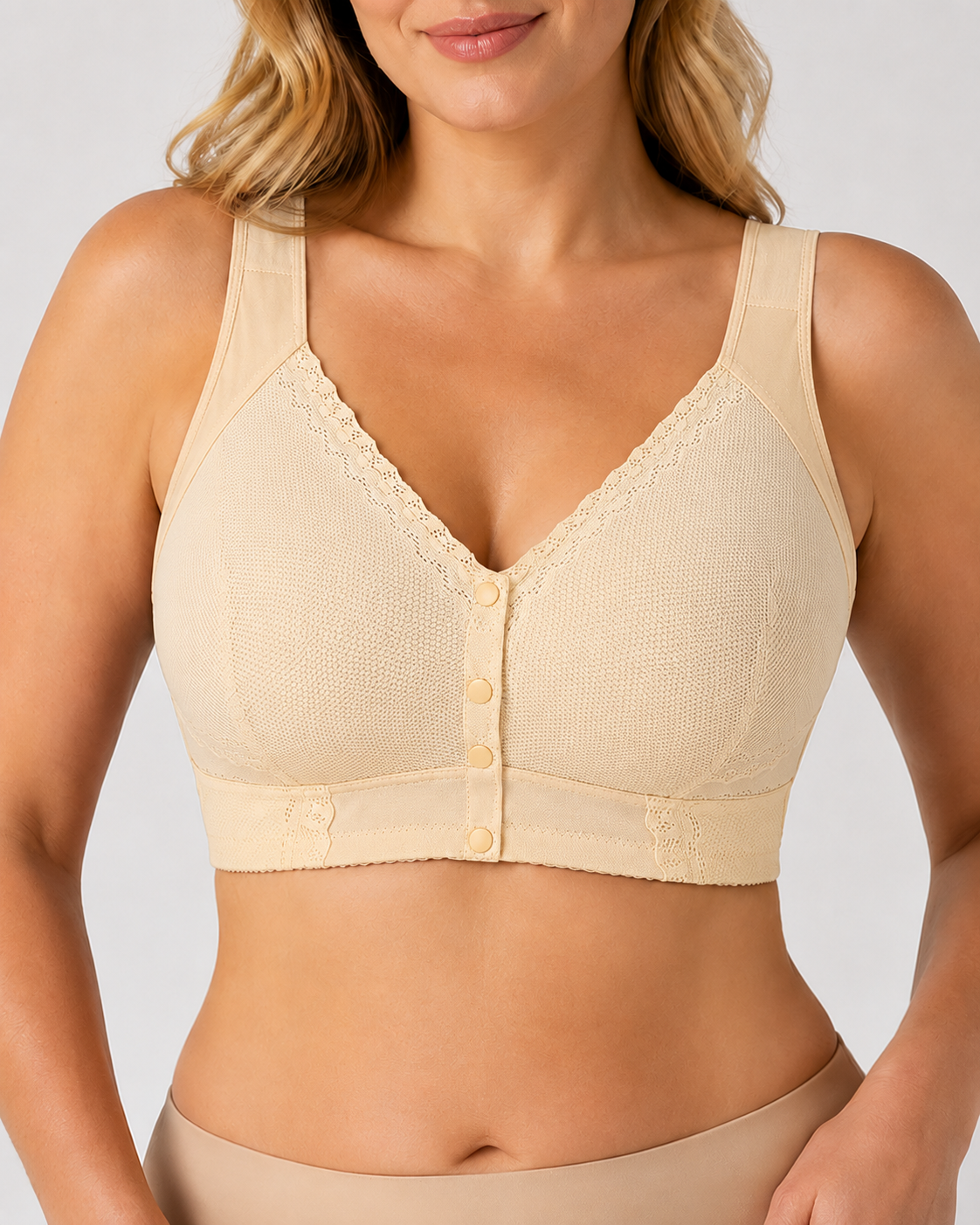 Plus Size Front-Close Seamless Wire-Free Full Cup Breathable Bra