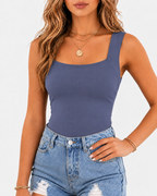 High Strechy Seamless U Neck Built-in Bra Tank Tops