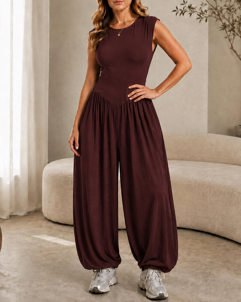 Casual Stretch Comfortable Sleeveless Wide-leg Jumpsuit