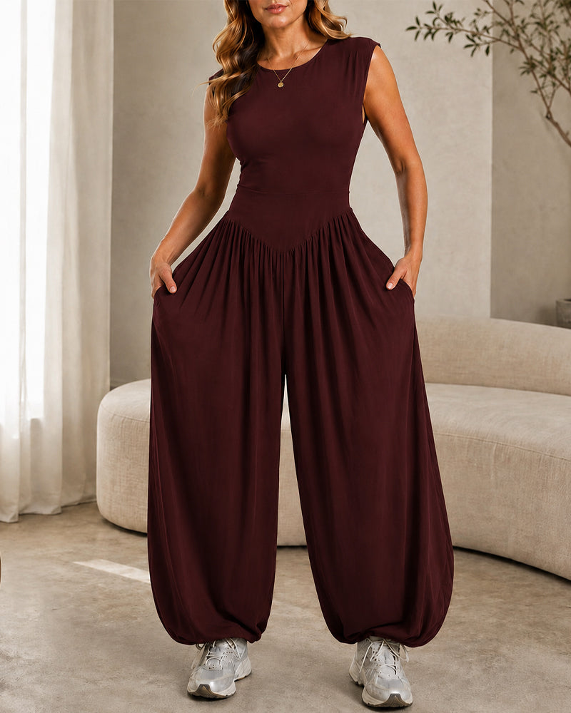 Casual Stretch Comfortable Sleeveless Wide-leg Jumpsuit