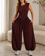 Casual Stretch Comfortable Sleeveless Wide-leg Jumpsuit