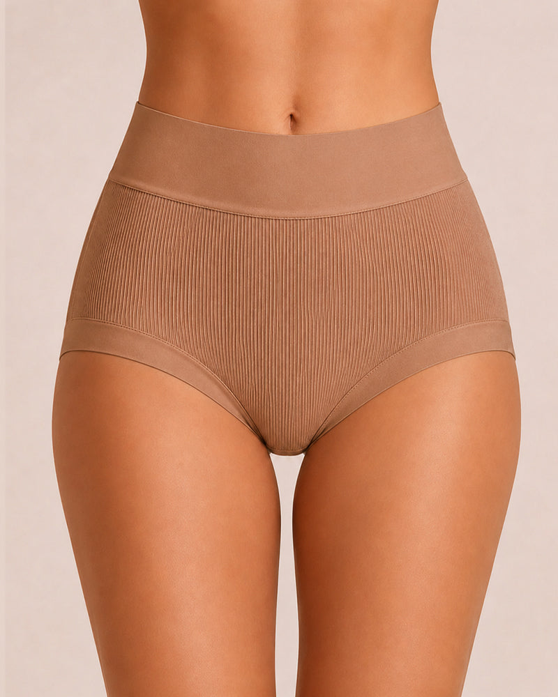 5-Pack High Waist Ribbed Pure Cotton High Elastic Briefs