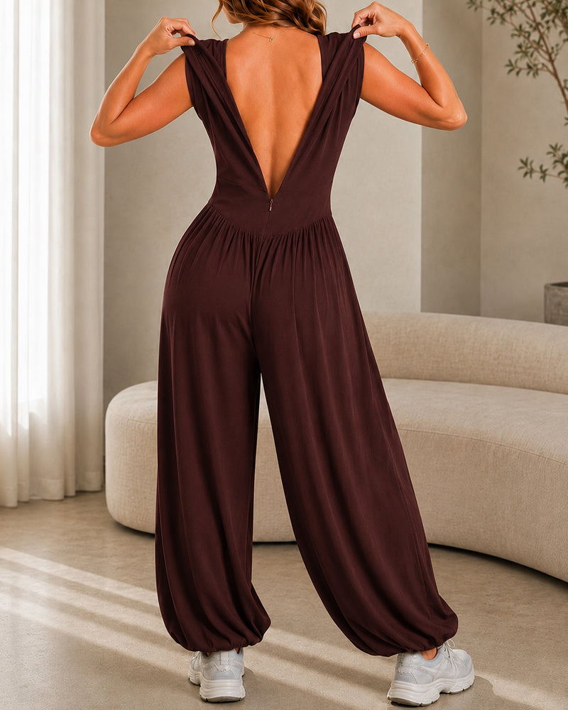 Casual Stretch Comfortable Sleeveless Wide-leg Jumpsuit