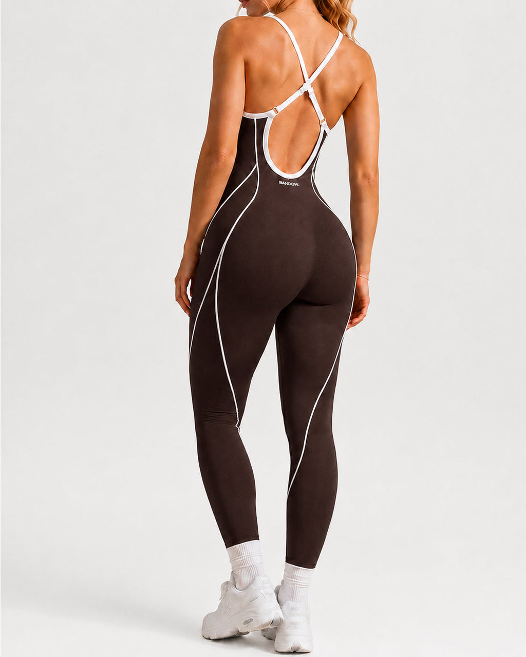 Women's Colorblock U-Neck High Elastic Sleeveless Yoga Fitness Jumpsuit