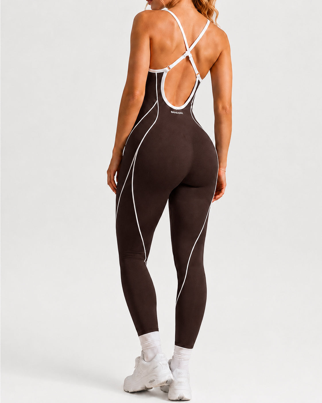 Women's Colorblock U-Neck High Elastic Sleeveless Yoga Fitness Jumpsuit