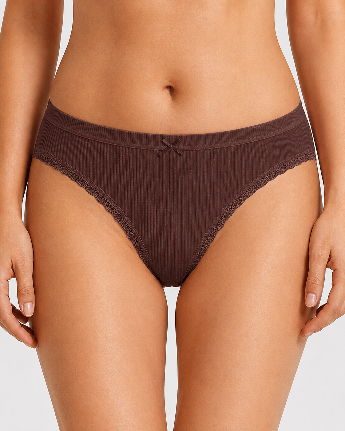 5-Pack Cotton Breathable Stretchy Bow Lace-trimmed Briefs