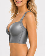Front Closure Wide Straps Cup Full Coverage Push Up Bra