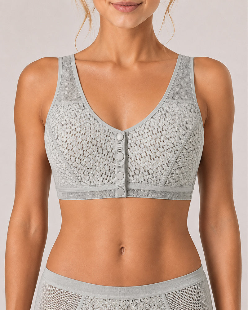 Front Closure Ultra-thin Breathable Mesh Seamless Wire-free Vest Bra