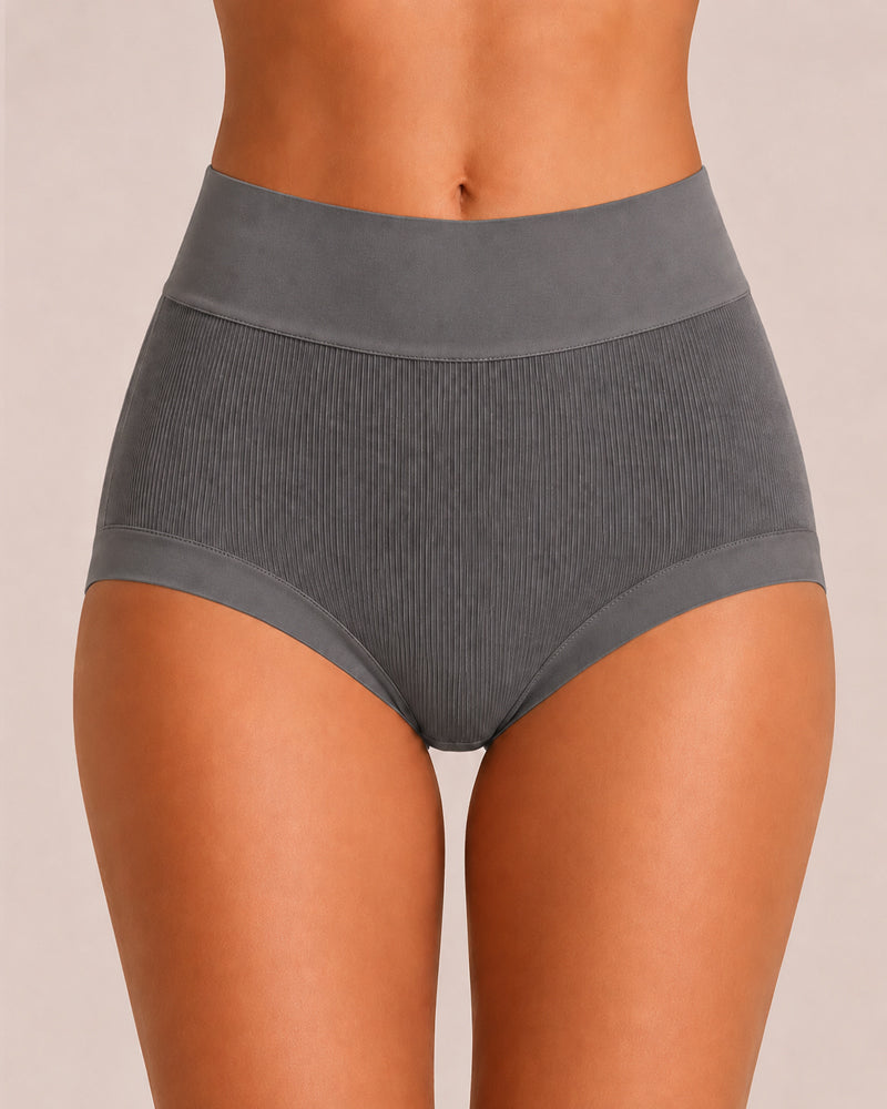 5-Pack High Waist Ribbed Pure Cotton High Elastic Briefs