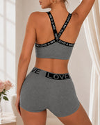 Casual Seamless Comfortable Letter Colorblock Underwear Set