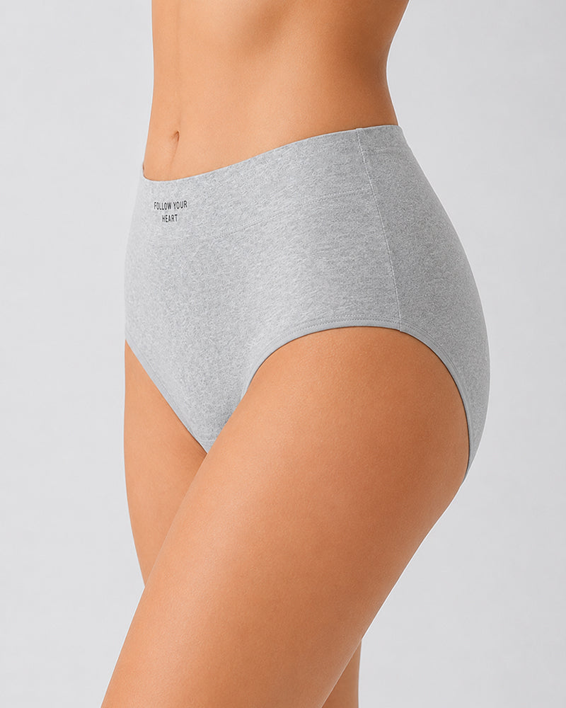 Plus Size 5-Pack Pure Cotton Antibacterial Mid-Waist Panties