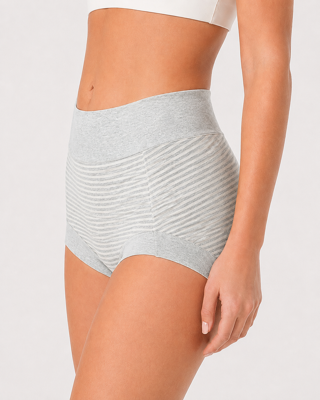 3-Pack Pure Cotton High Waist Tummy Control Striped Briefs