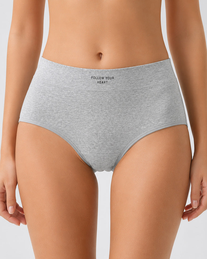 Plus Size 5-Pack Pure Cotton Antibacterial Mid-Waist Panties