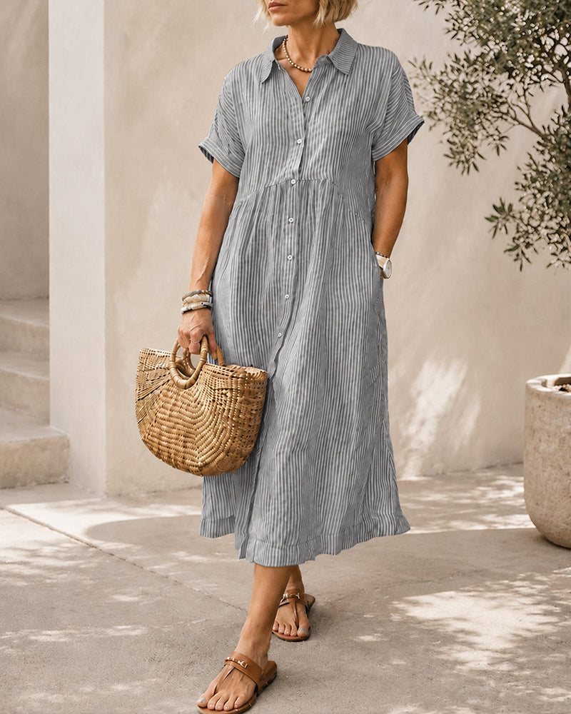 Casual Loose Striped Long Shirt Dress