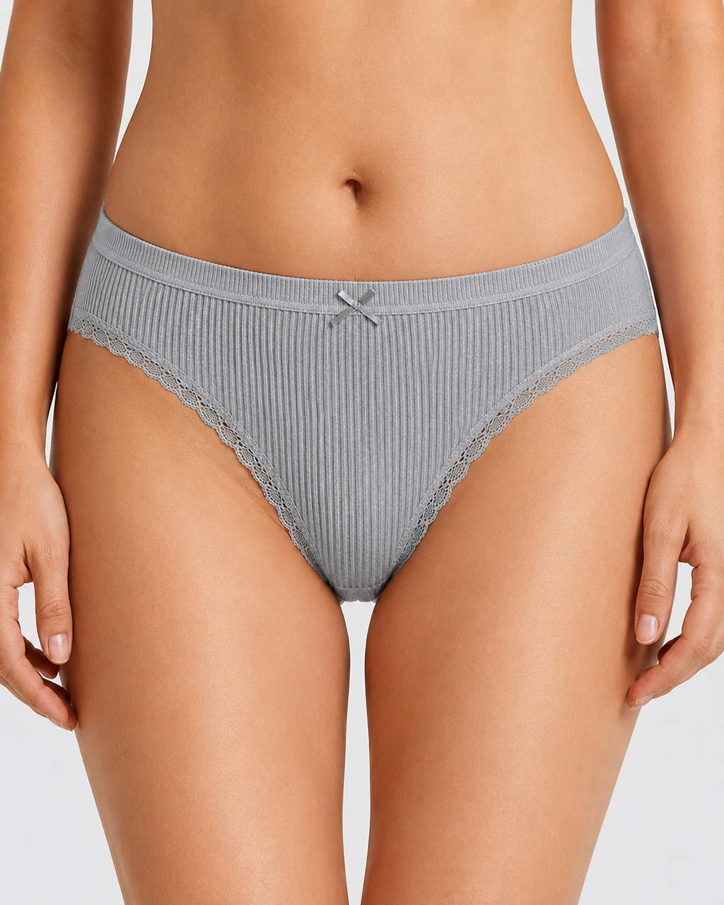 5-Pack Cotton Breathable Stretchy Bow Lace-trimmed Briefs
