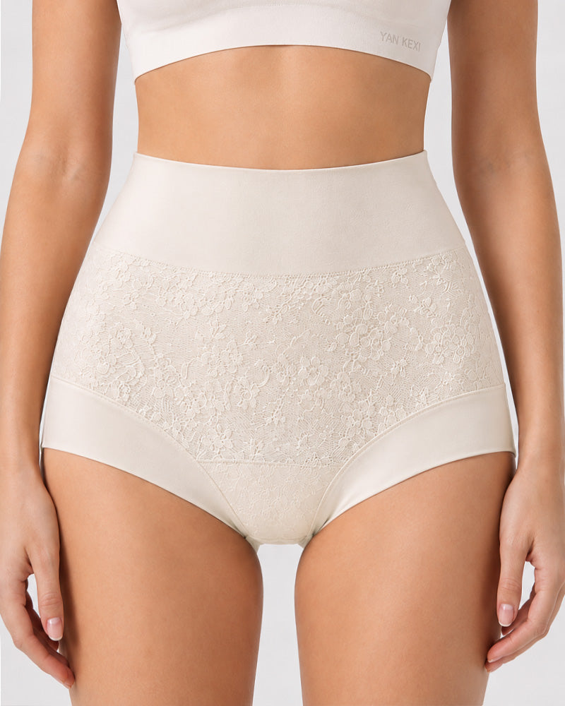 4-Pack Pure Cotton High Waist Tummy Control Elastic Jacquard Briefs