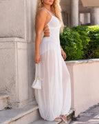 Sexy Halter Neck Backless Knitted See-through Mesh Jumpsuit