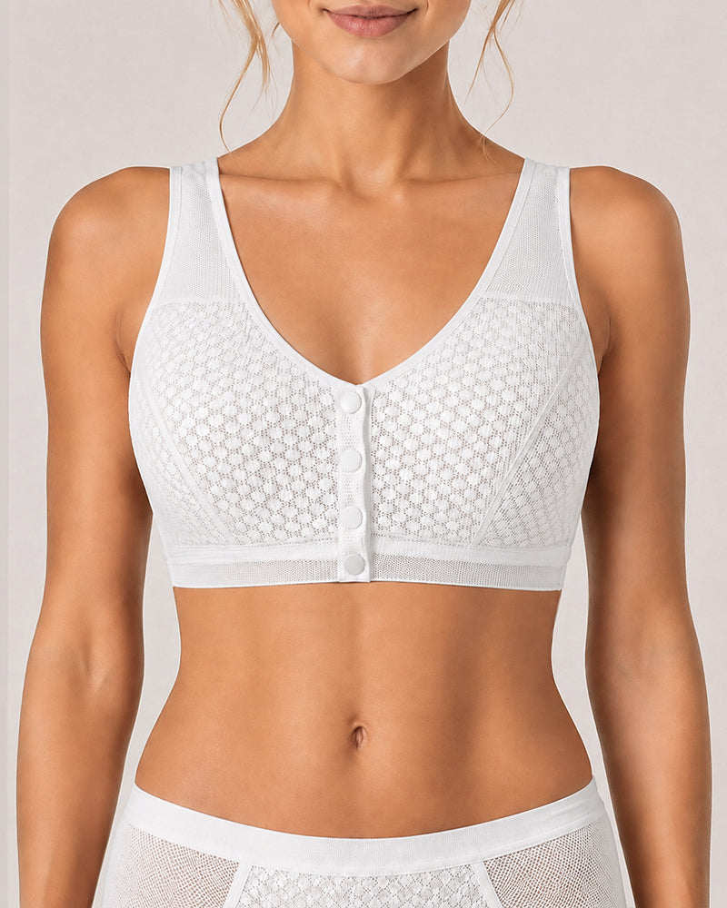 Front Closure Ultra-thin Breathable Mesh Seamless Wire-free Vest Bra