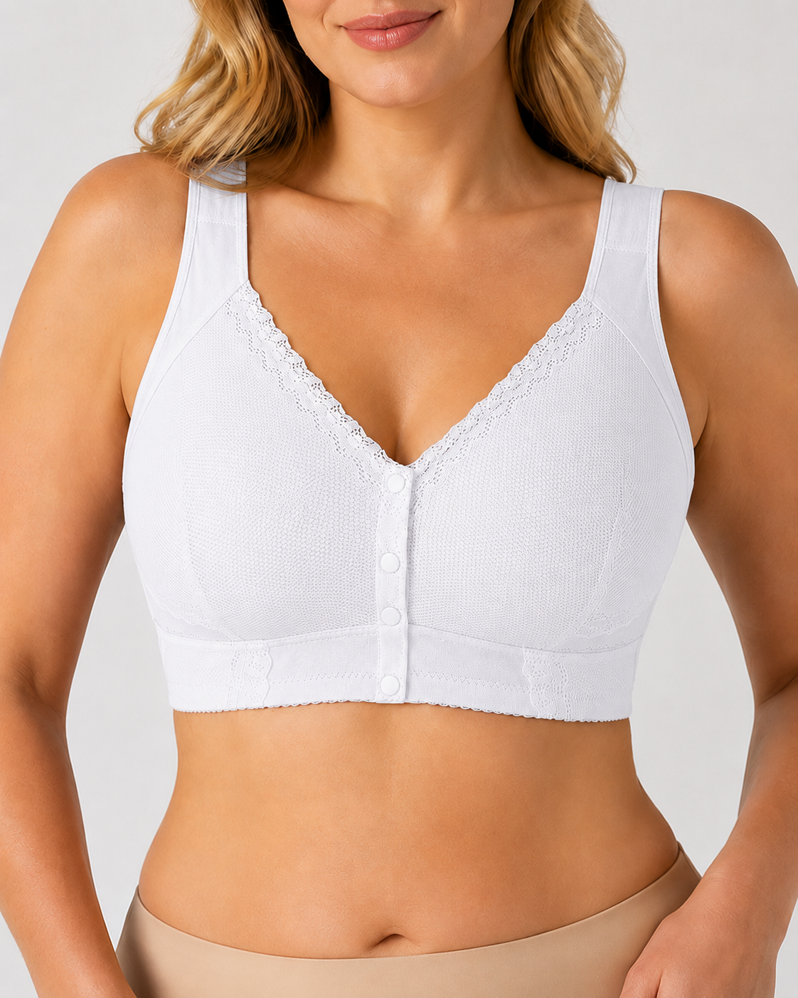 Plus Size Front-Close Seamless Wire-Free Full Cup Breathable Bra