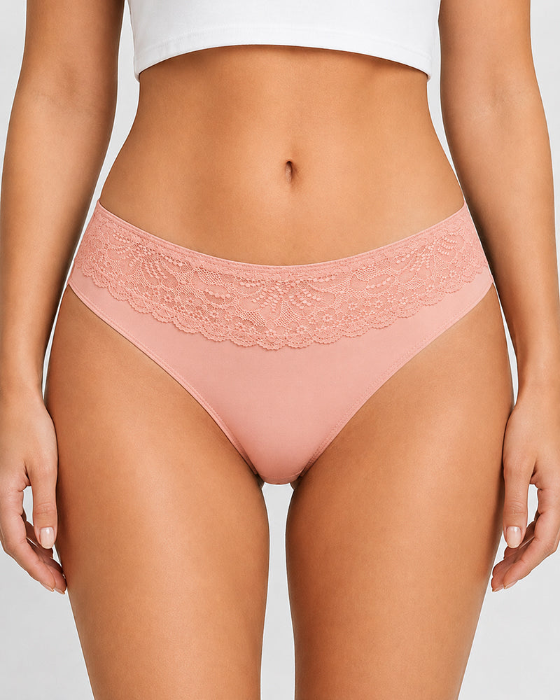 5-Pack Sexy Seamless Ice Silk Lace Patchwork Breathable Panties