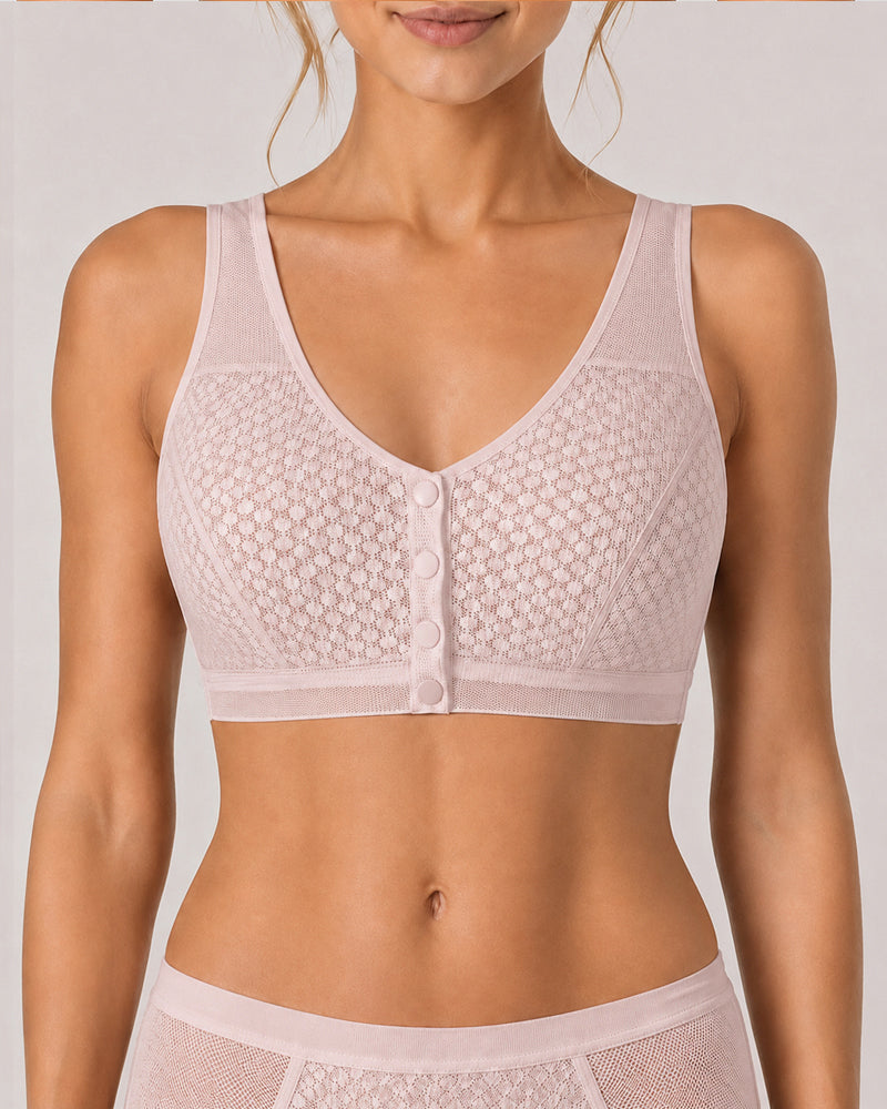 Front Closure Ultra-thin Breathable Mesh Seamless Wire-free Vest Bra