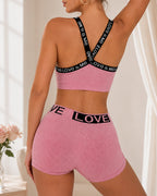 Casual Seamless Comfortable Letter Colorblock Underwear Set