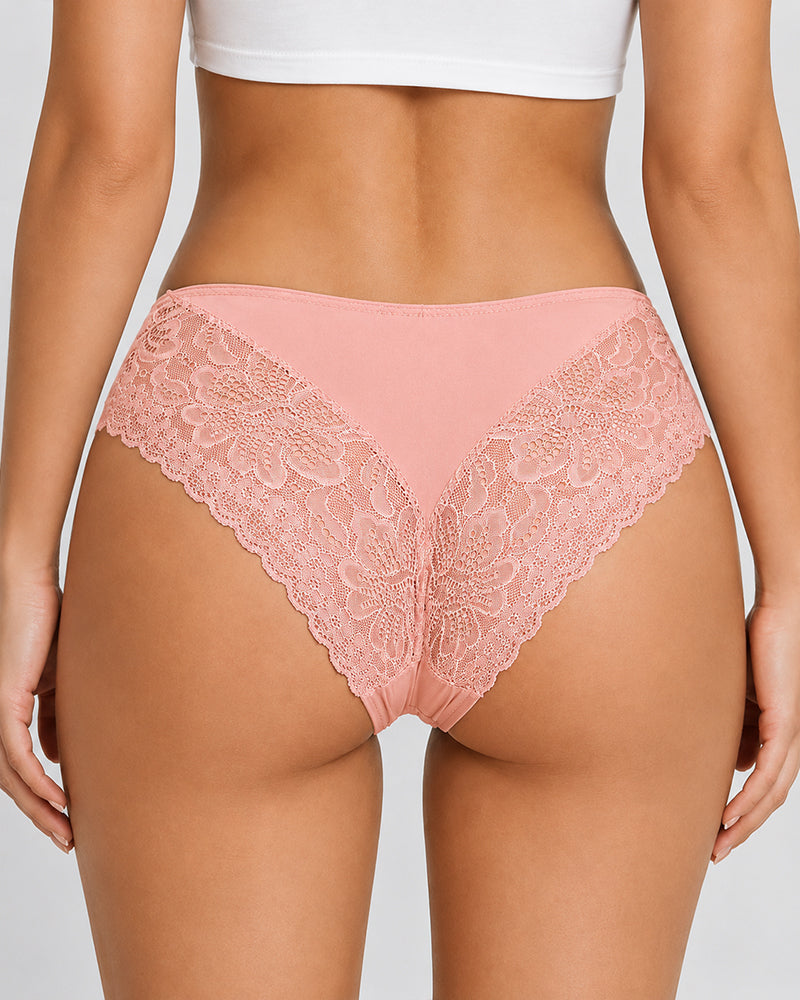 5-Pack Sexy Seamless Ice Silk Lace Patchwork Breathable Panties