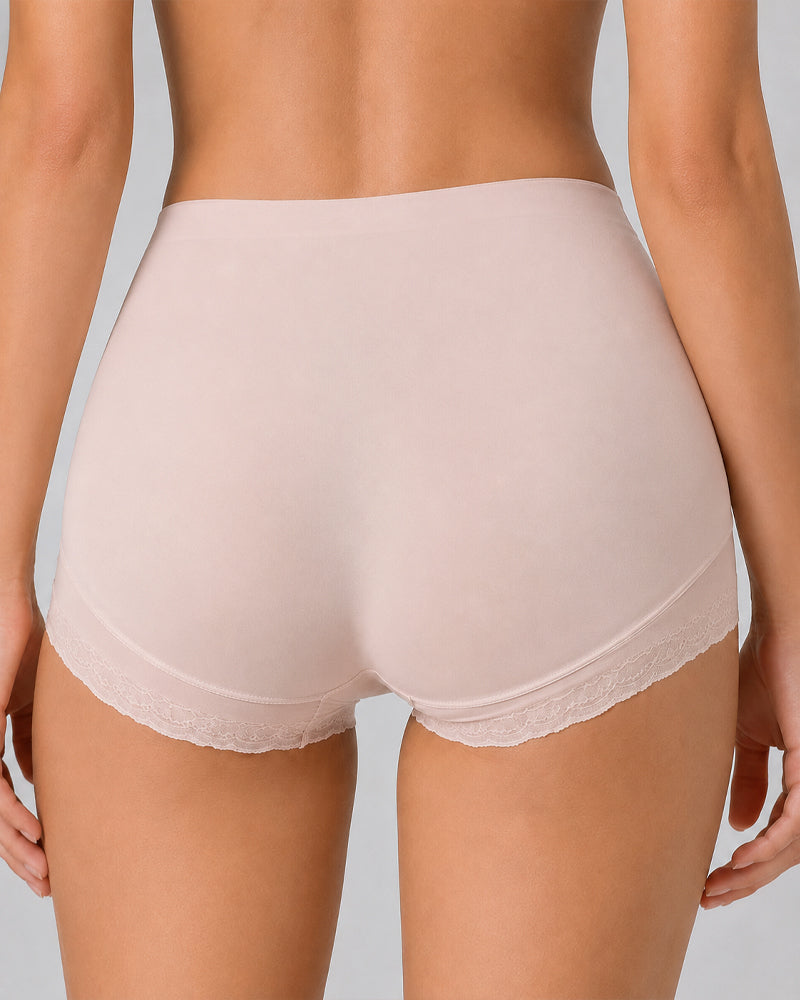 2-Pack High Waist Tummy Control Seamless Cross-over Sheer Mesh Boxer Briefs