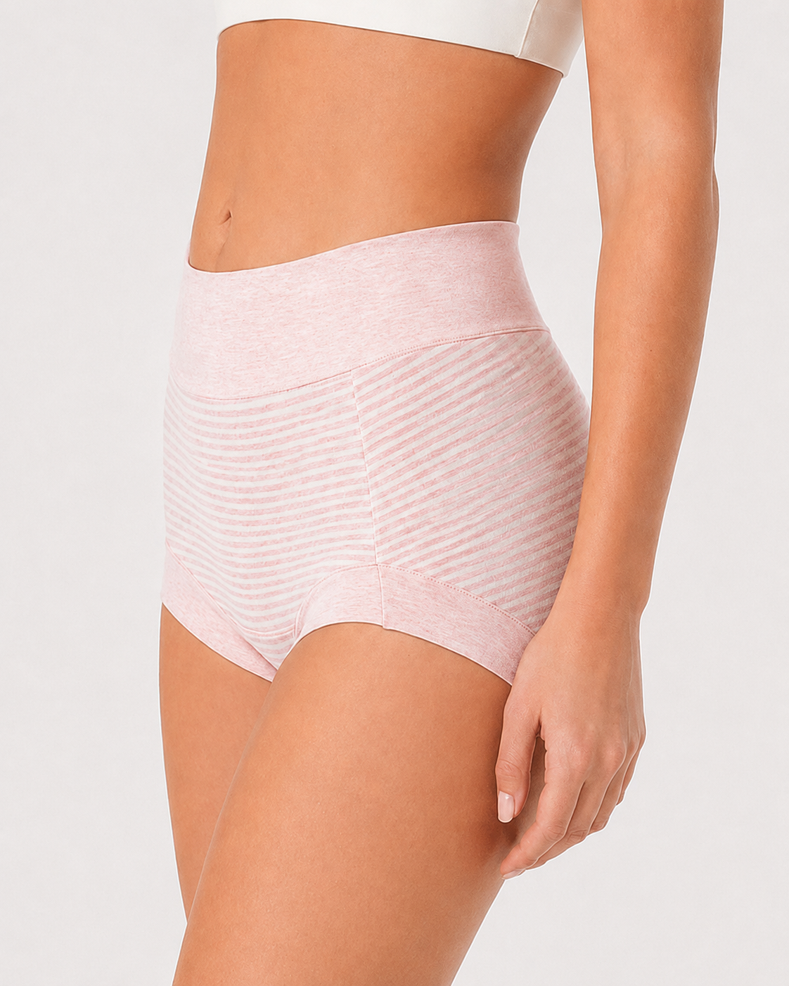 3-Pack Pure Cotton High Waist Tummy Control Striped Briefs