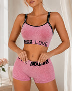 Casual Seamless Comfortable Letter Colorblock Underwear Set